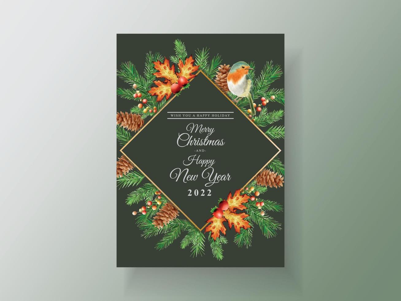 Elegant card template christmas theme vector