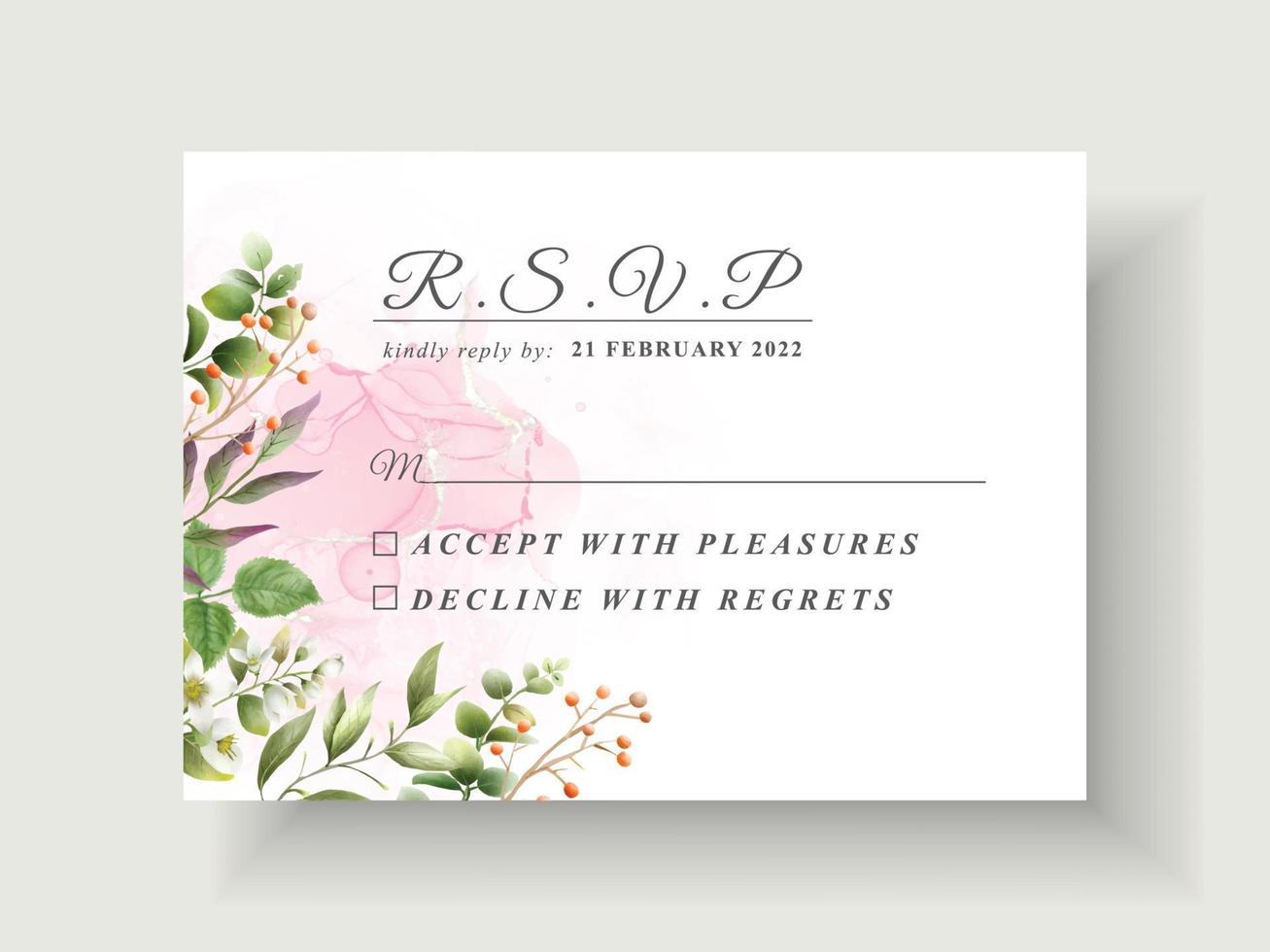 hermosa tarjeta de invitación de boda floral vector