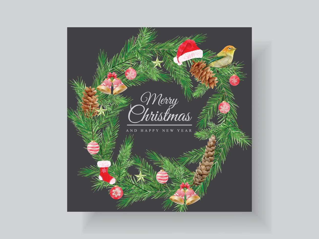 Beautiful card template christmas theme vector