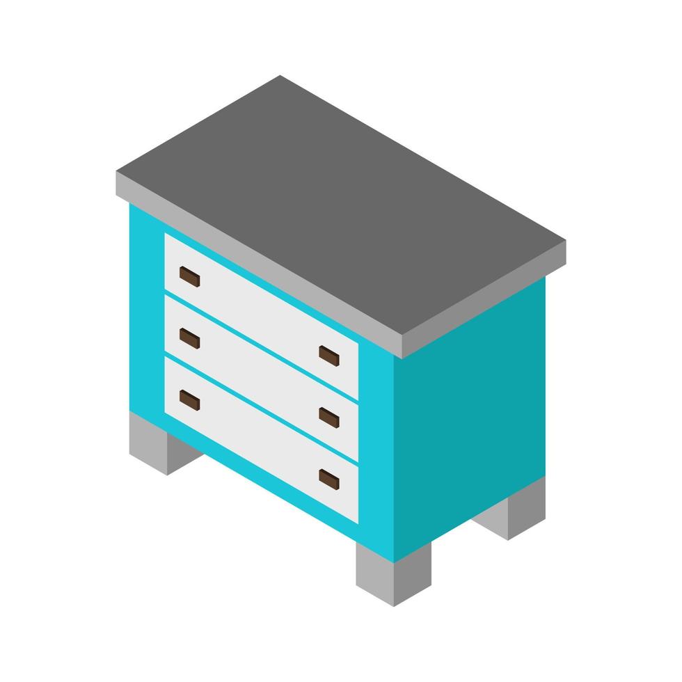 Isometric bedside table on a white background vector