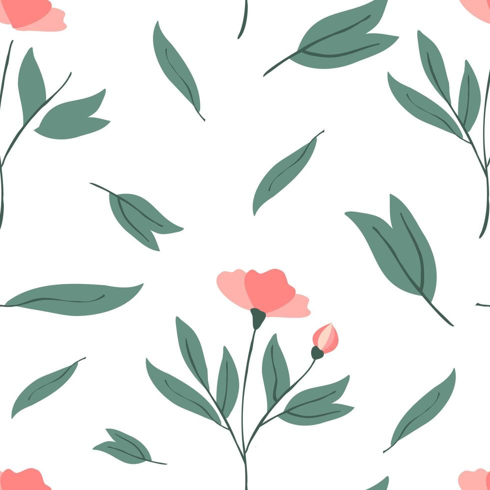 Flat flower seamless pattern or print vector