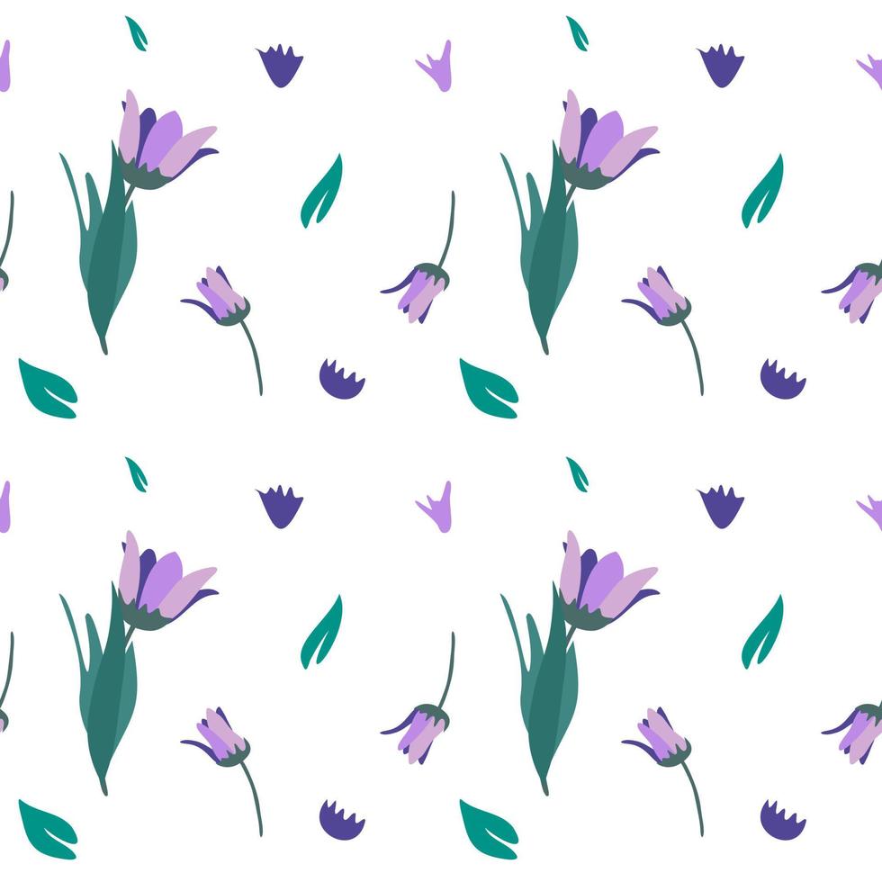 Seamless pattern with purple flowers vector