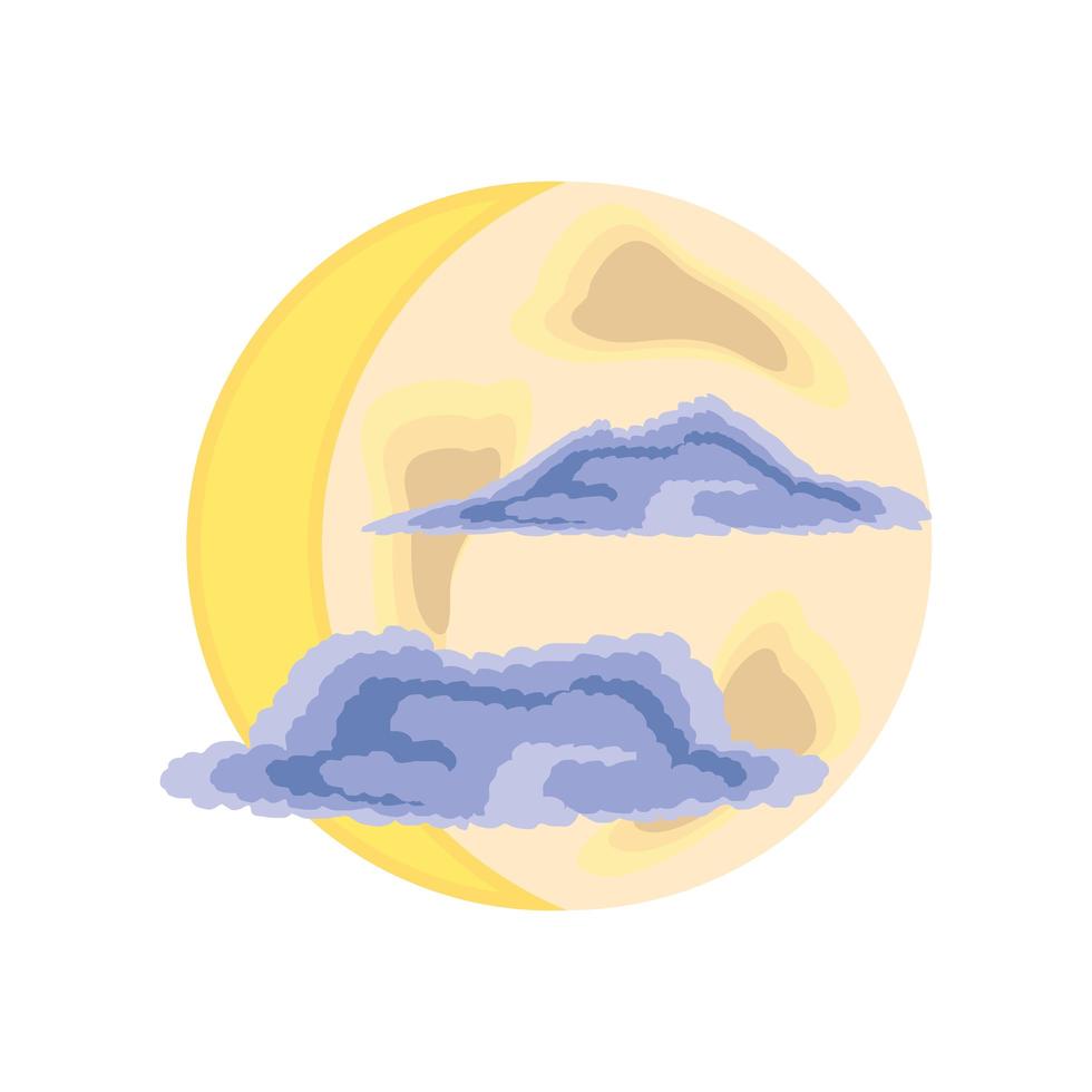 cartoon moon clouds vector