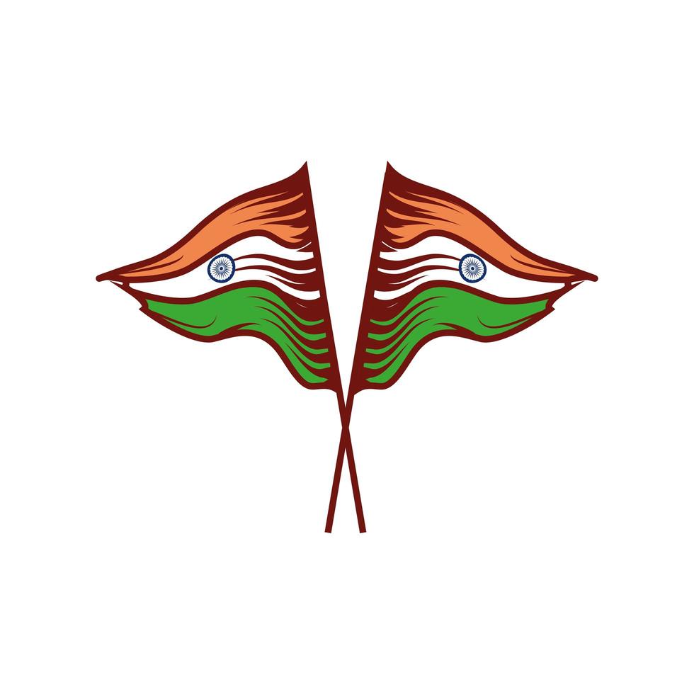 crossed india flags vector