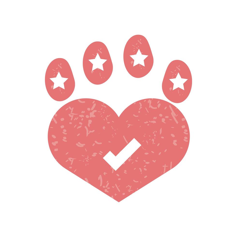 pet paw shaped heart vector