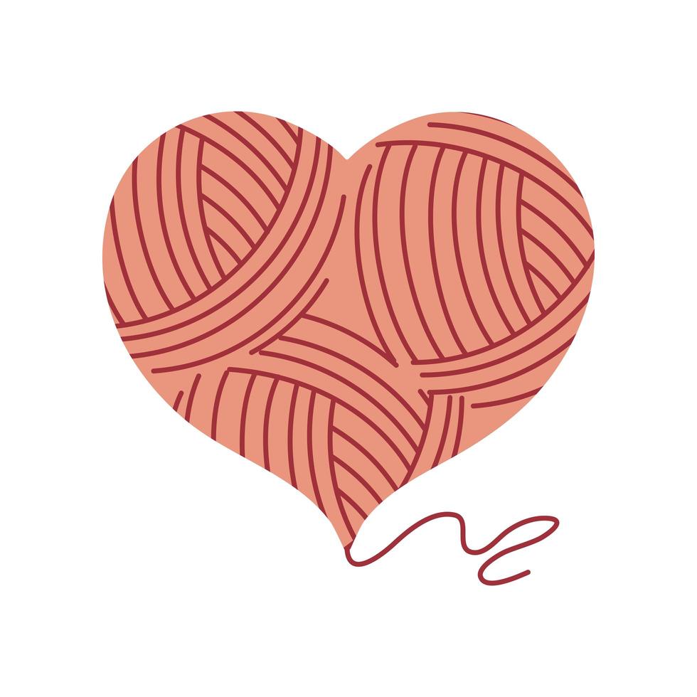 knitting wool heart vector