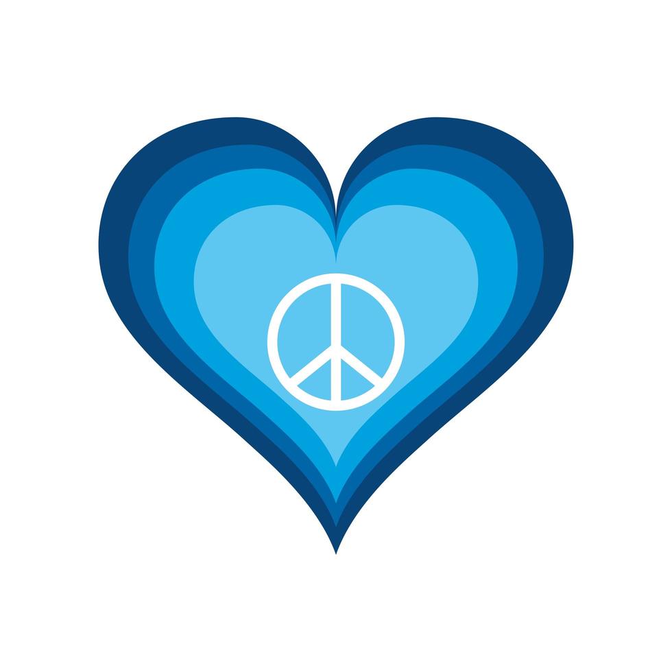 peace sign in heart vector