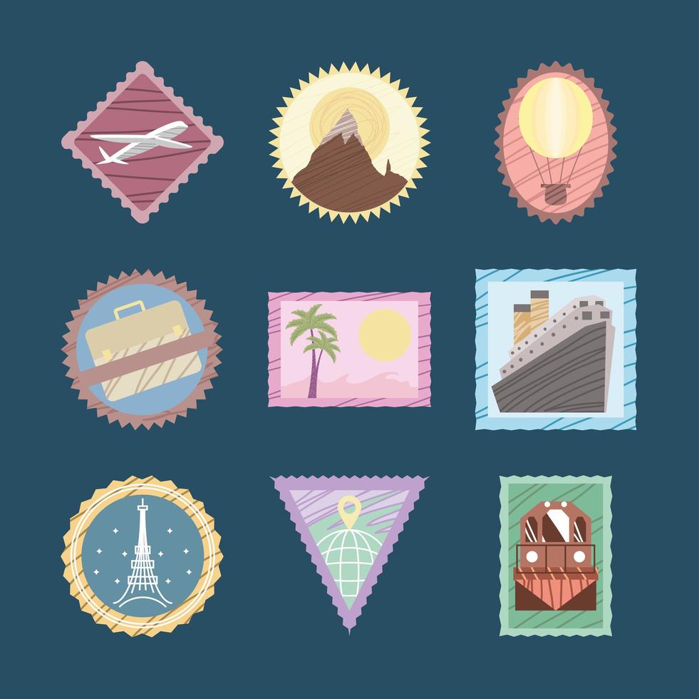 bon voyage post stamp vector