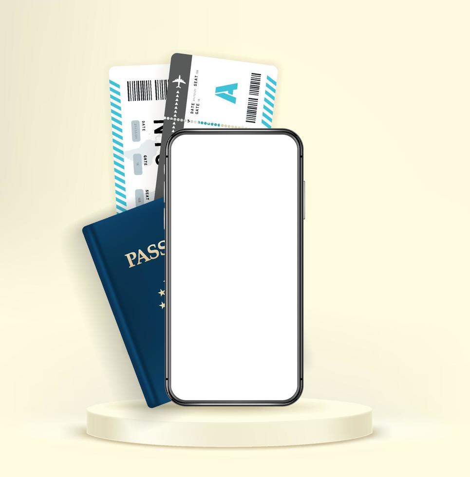 Smartphone mockup with id and tickets vector