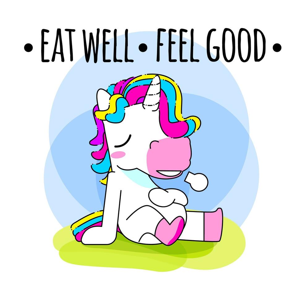 Cute unicorn quote vector illustration, full unicorn