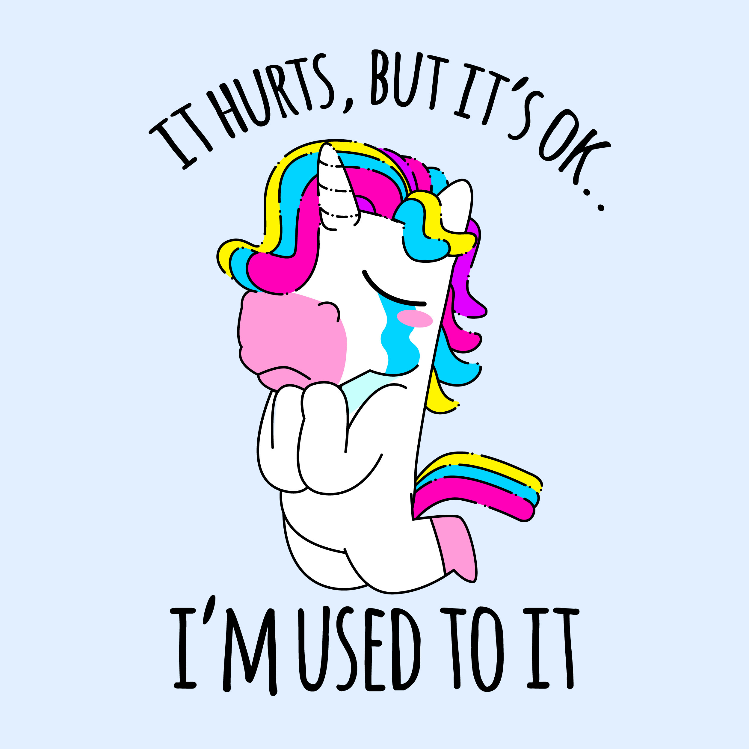 Cute unicorn quote vector illustration, sad unicorn 3792108 Vector Art