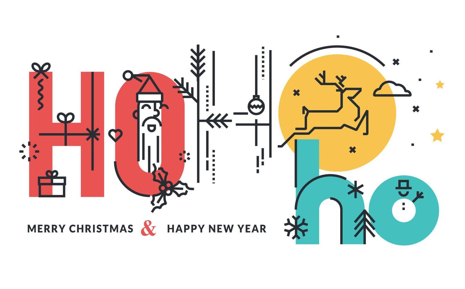 Merry Christmas and Happy New Year greeting card vector