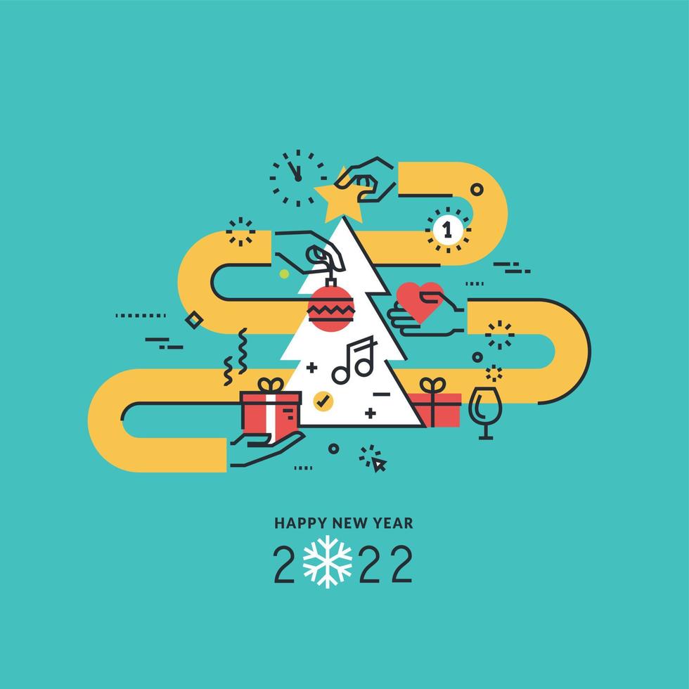 Happy New Year 2022 greeting card vector
