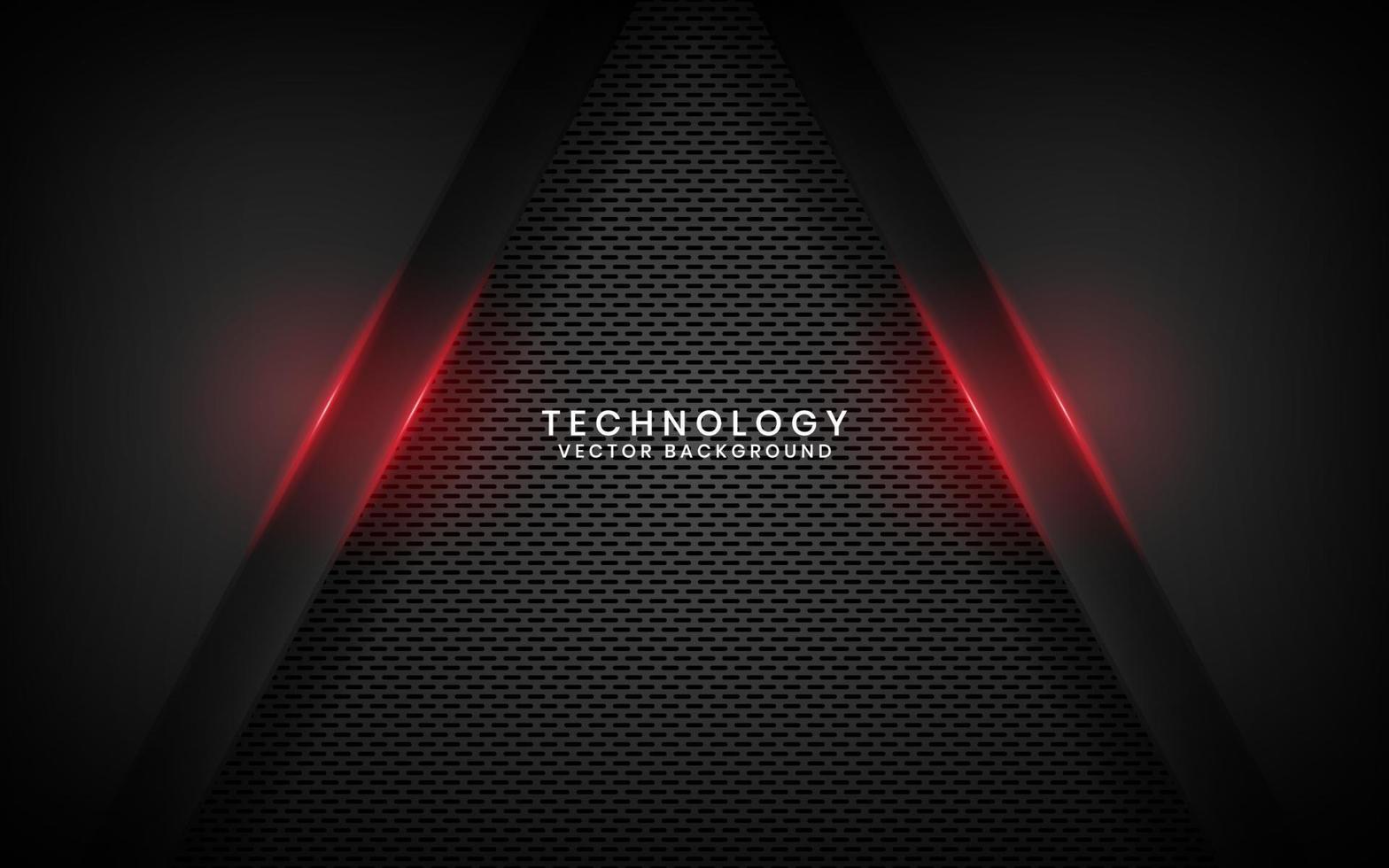 Abstract 3D black technology background overlap layer on dark space with red light line effect decoration. Modern template element future style for flyer, banner, cover, brochure, or landing page vector