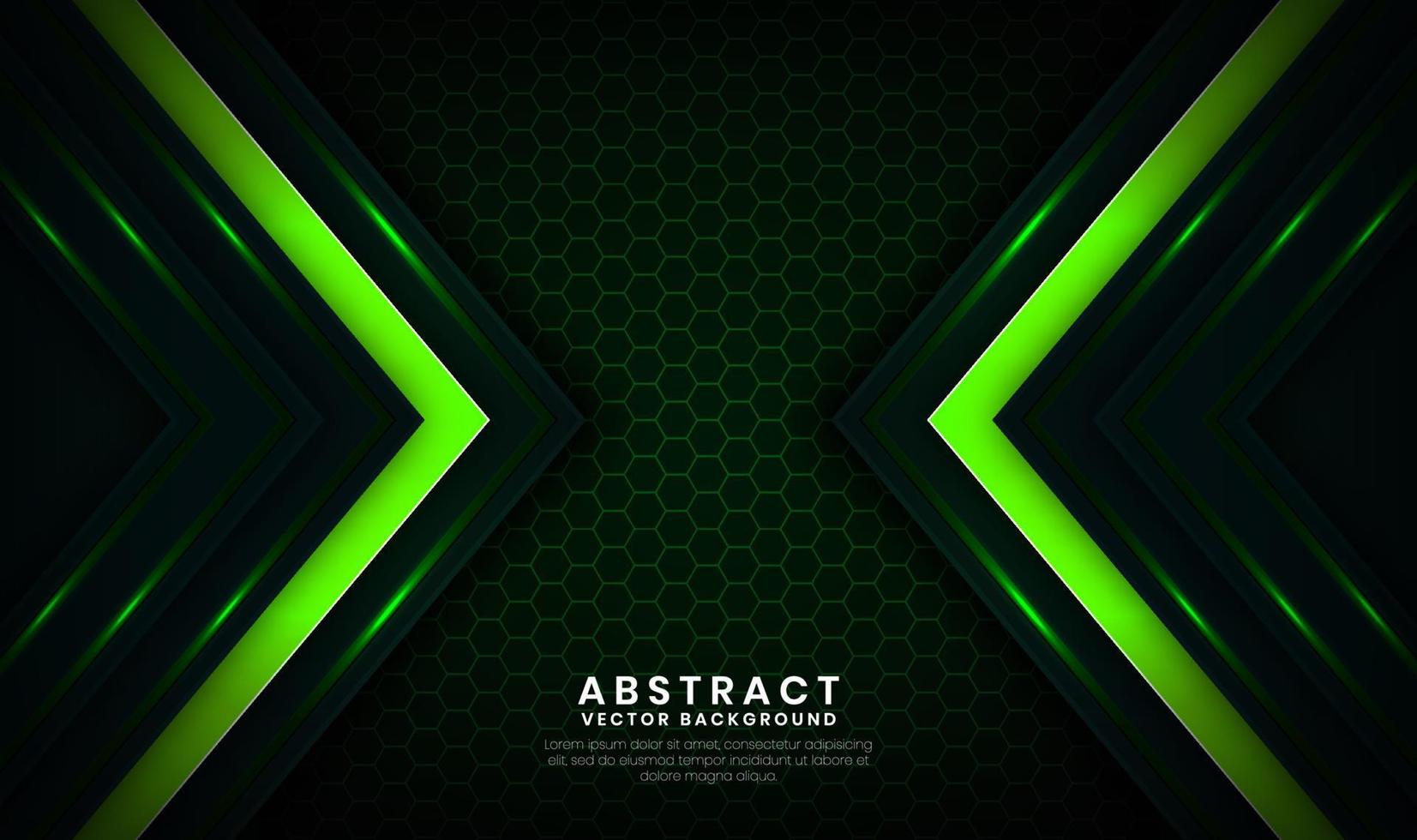 Abstract 3D green technology background overlap layers on dark space with  light arrows effect decoration. Modern template element future style  concept for flyer, card, cover, brochure, or landing page 3792241 Vector Art