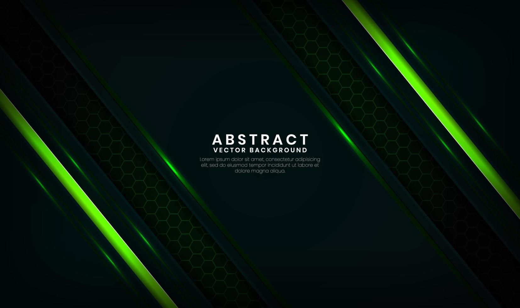 Abstract 3D green technology background overlap layers on dark space with light lines effect decoration. Modern template element future style concept for flyer, card, cover, brochure, or landing page vector