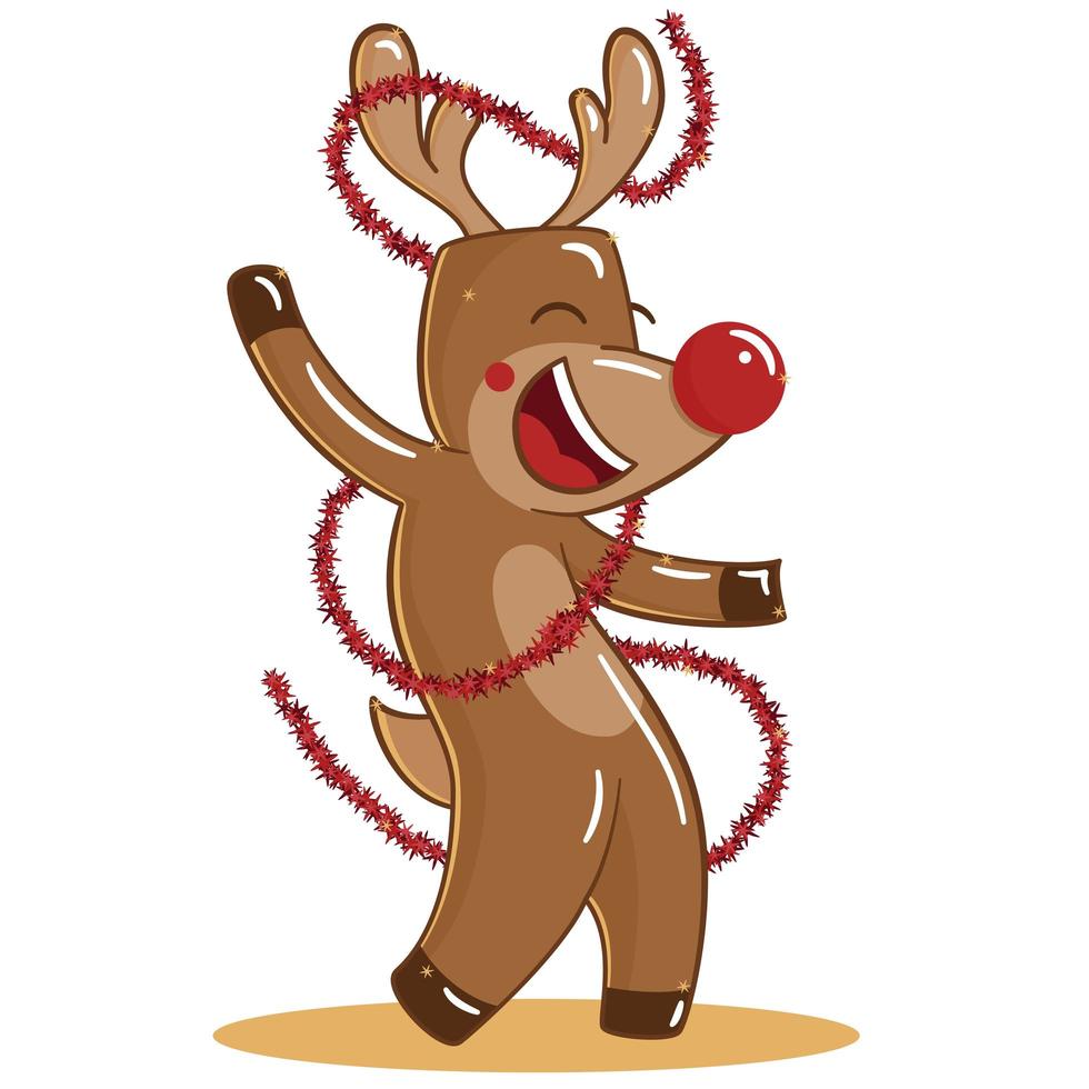 Happy deer dancing incendiary dance in decorations vector