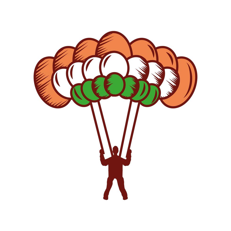 skydiving with indian flag vector