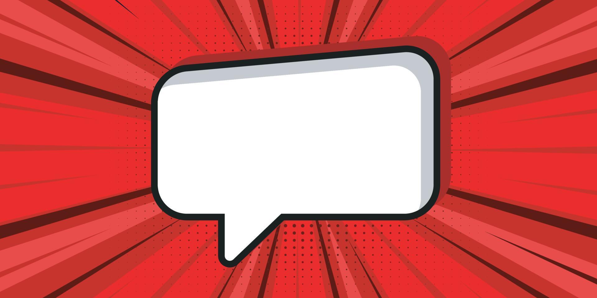 Blank speech bubble comic book, pop art with halftone on red background vector