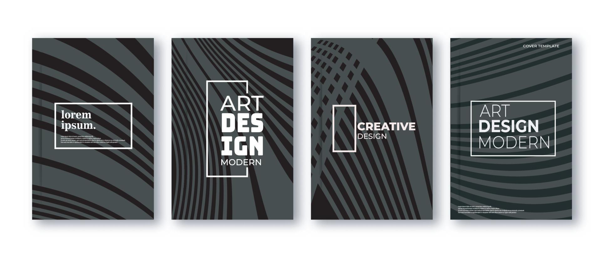 Modern black cover design set. Creative stripe vector collection for business background