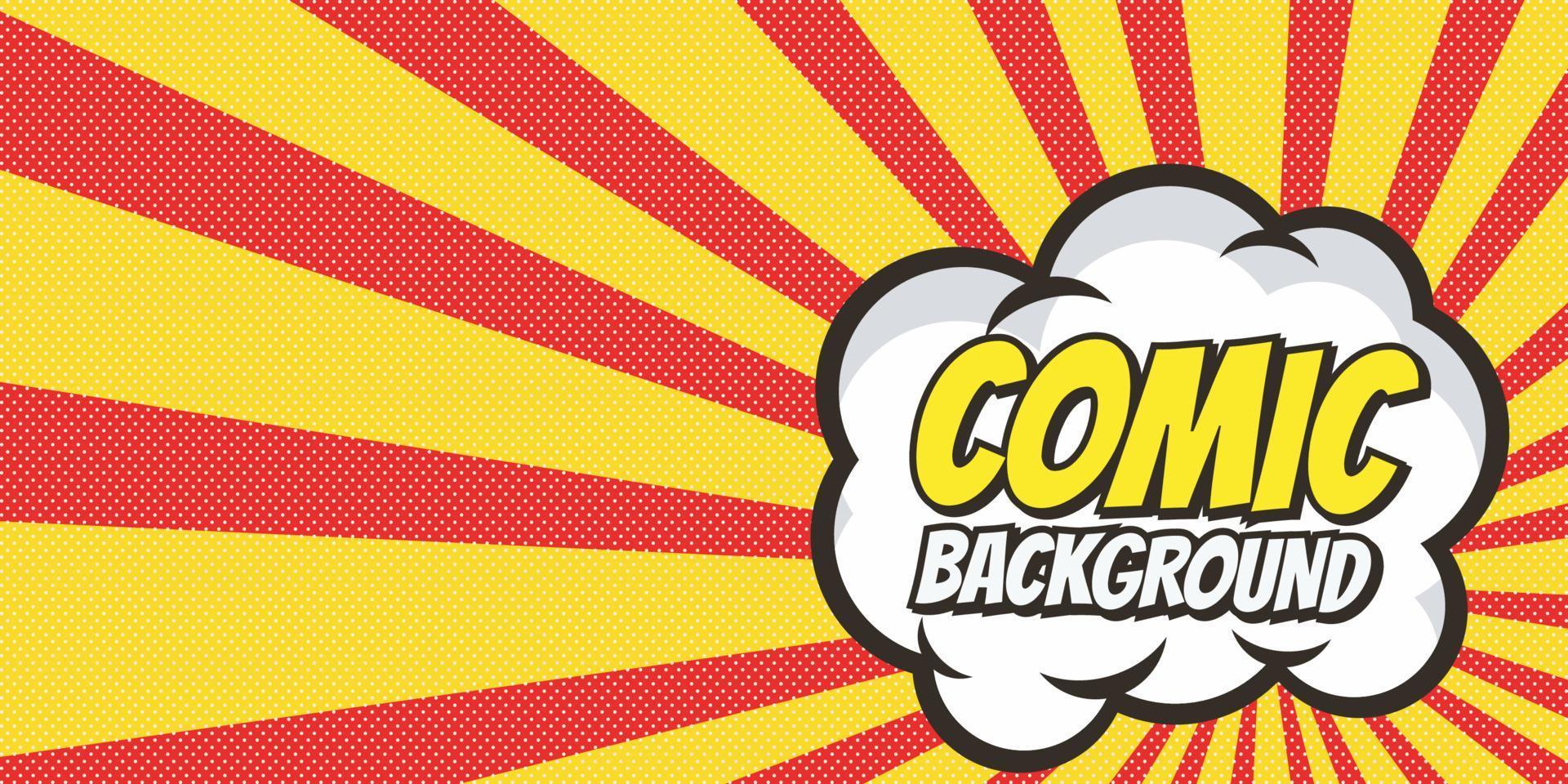 cloud pop art on yellow and red background. Comic background vector illustration