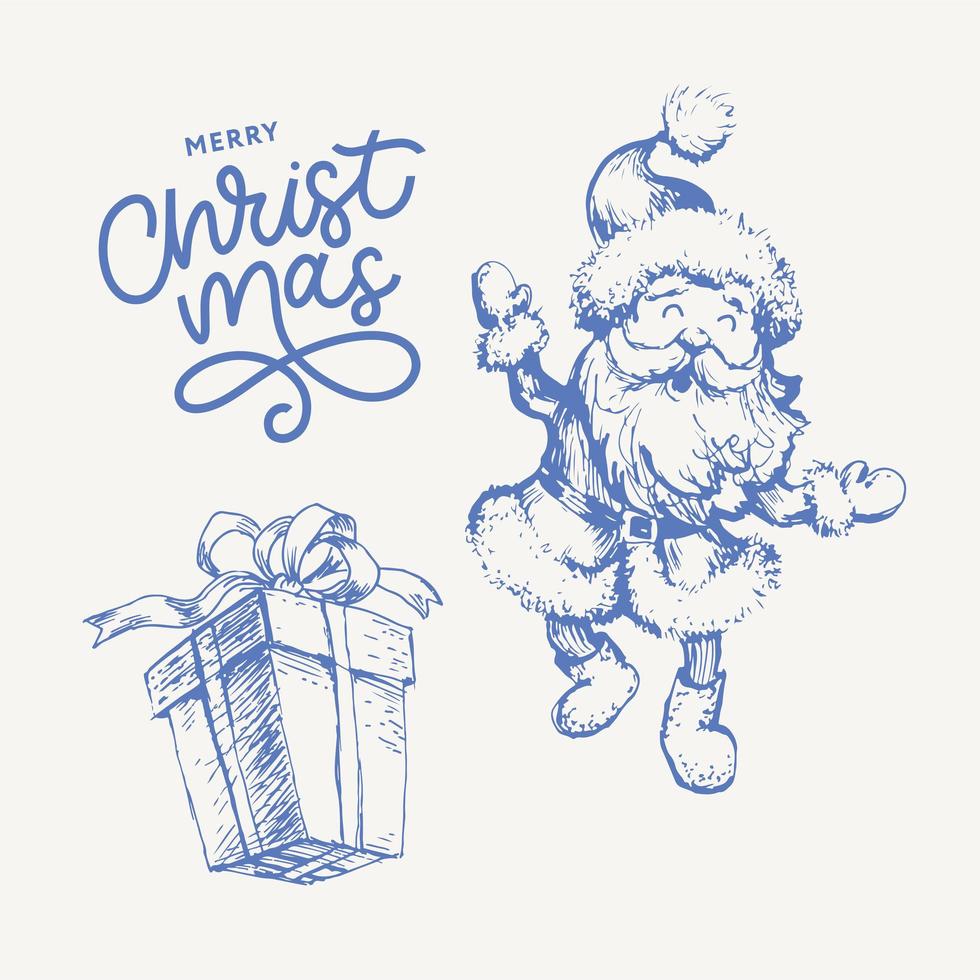 New year and christmas set sketch illustration vector