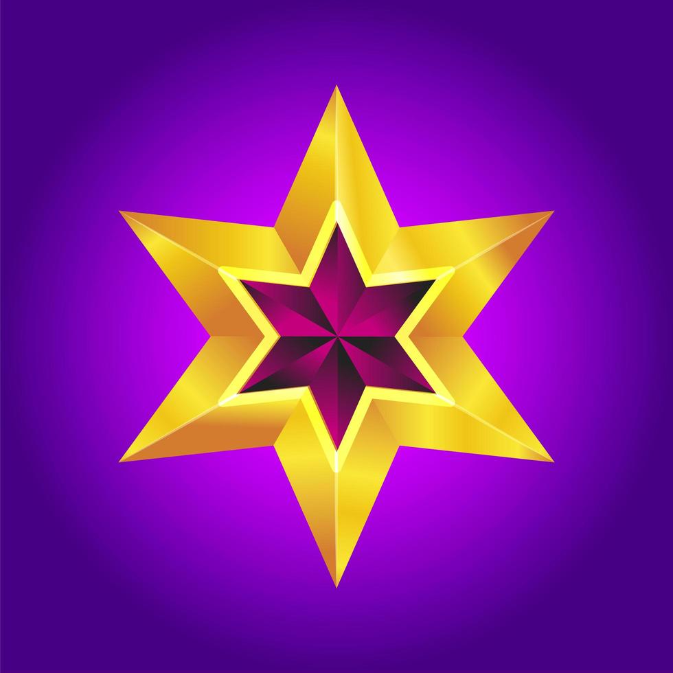 Shiny Gold Star. Christmas Illustration for design on white background vector