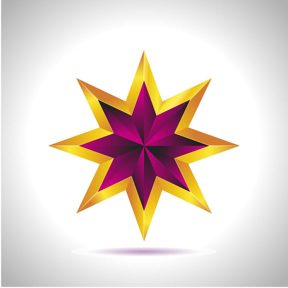 Shiny Gold Star. Christmas Illustration for design on white background vector