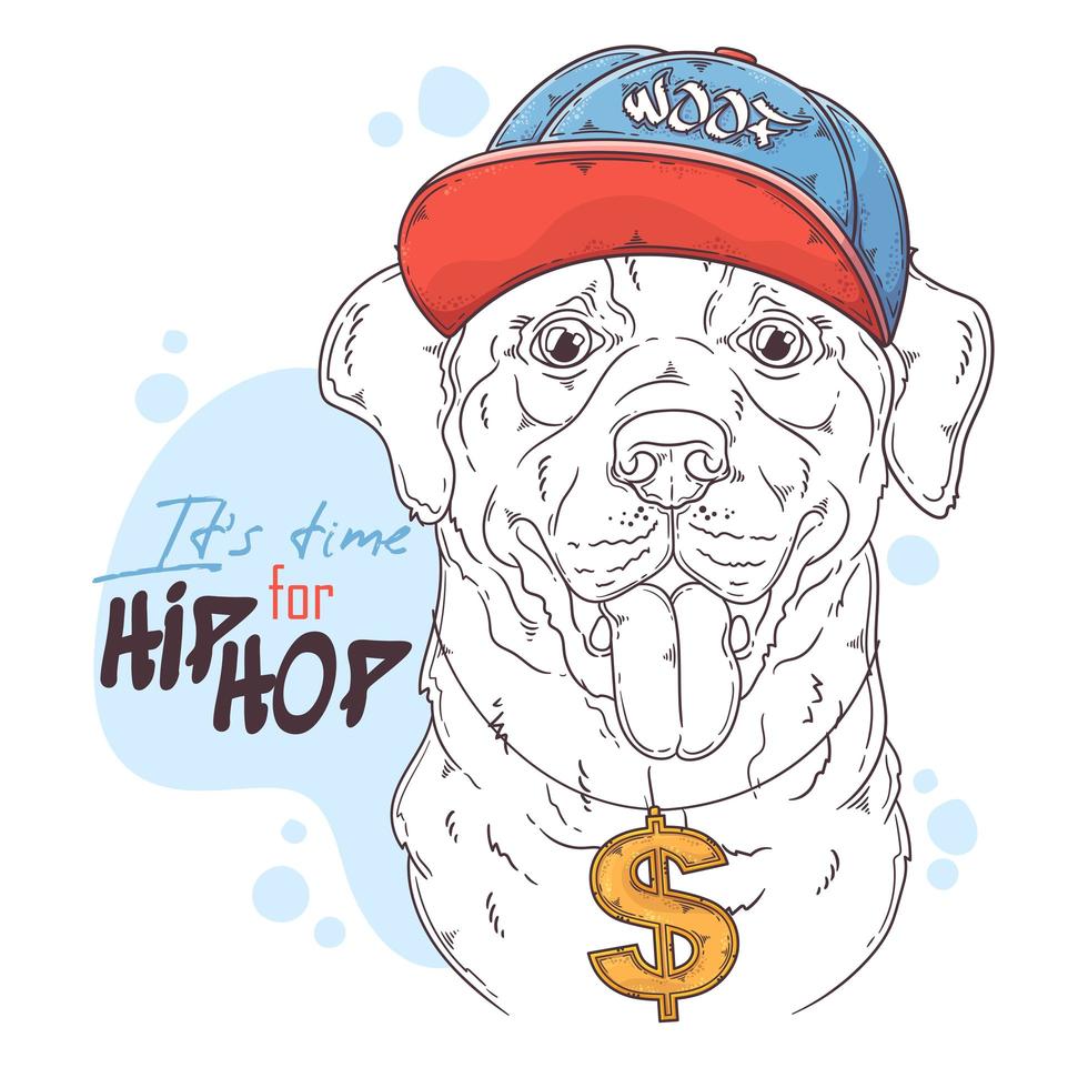 Hand drawn Labrador Retriever rapper dog Vector. Isolated objects for your design. Each object can be changed and moved. vector