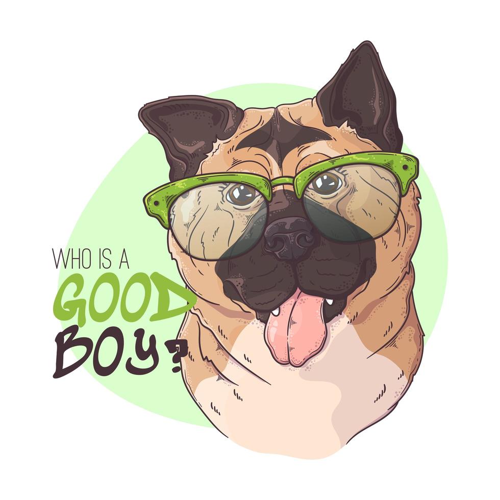 Hand drawn akita bespectacled dog Vector. Isolated objects for your design. Each object can be changed and moved. vector