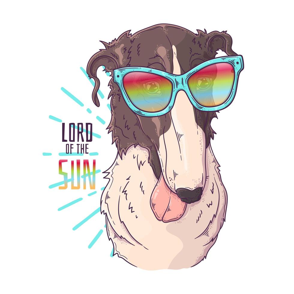 Retrato de perro borzoi dibujado a mano con vector de accesorios. objetos aislados para su diseño. cada objeto se puede cambiar y mover.