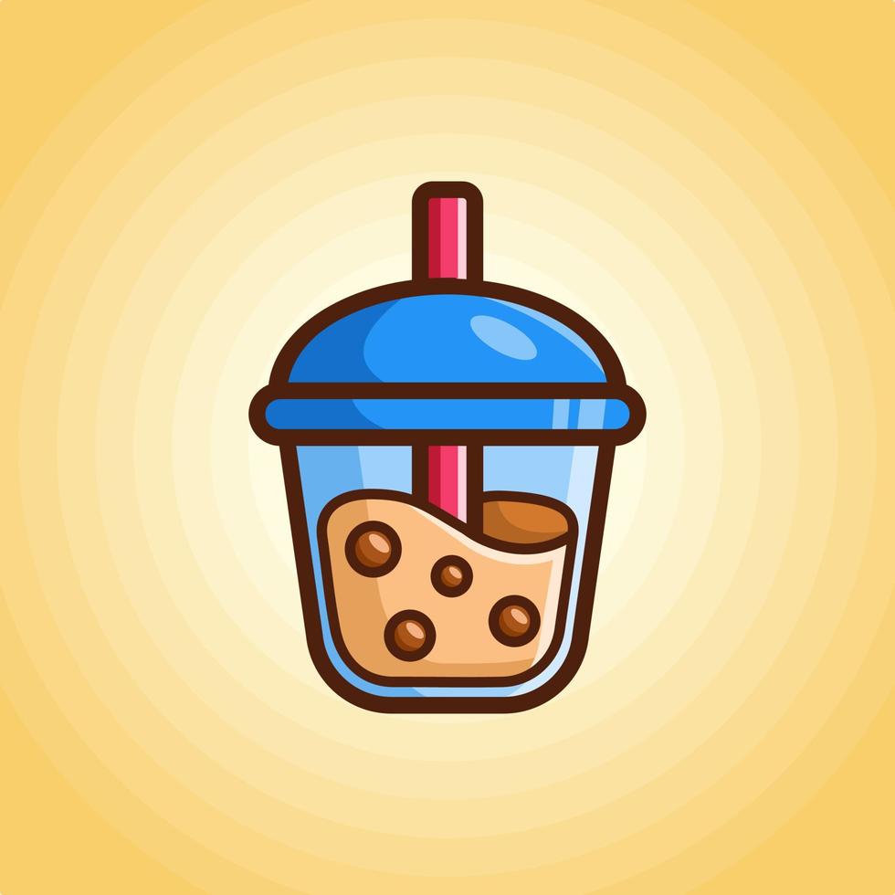 A cup of chocolate drink with red straw vector