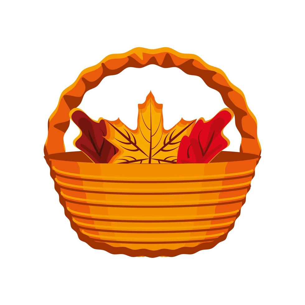 leaves basket autumn vector