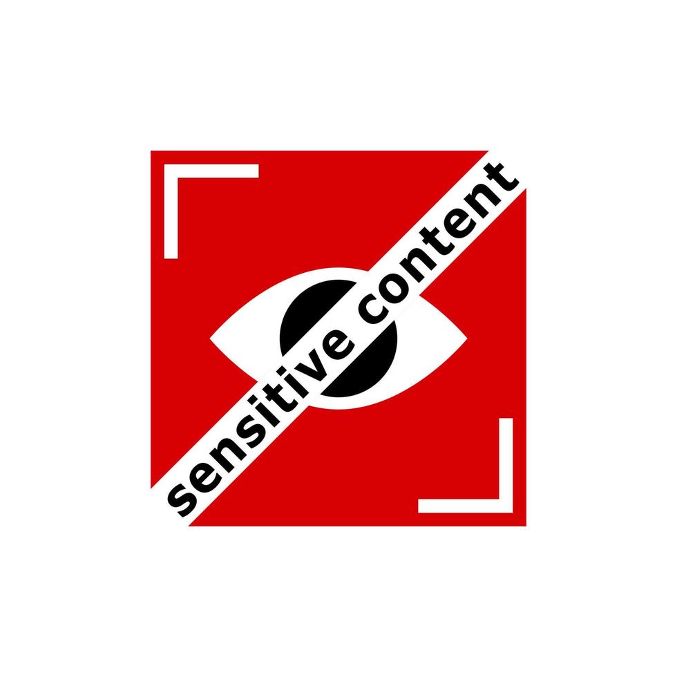 Delicate content, ban. Red icon for sensitive video, image, forbidden sign. vector