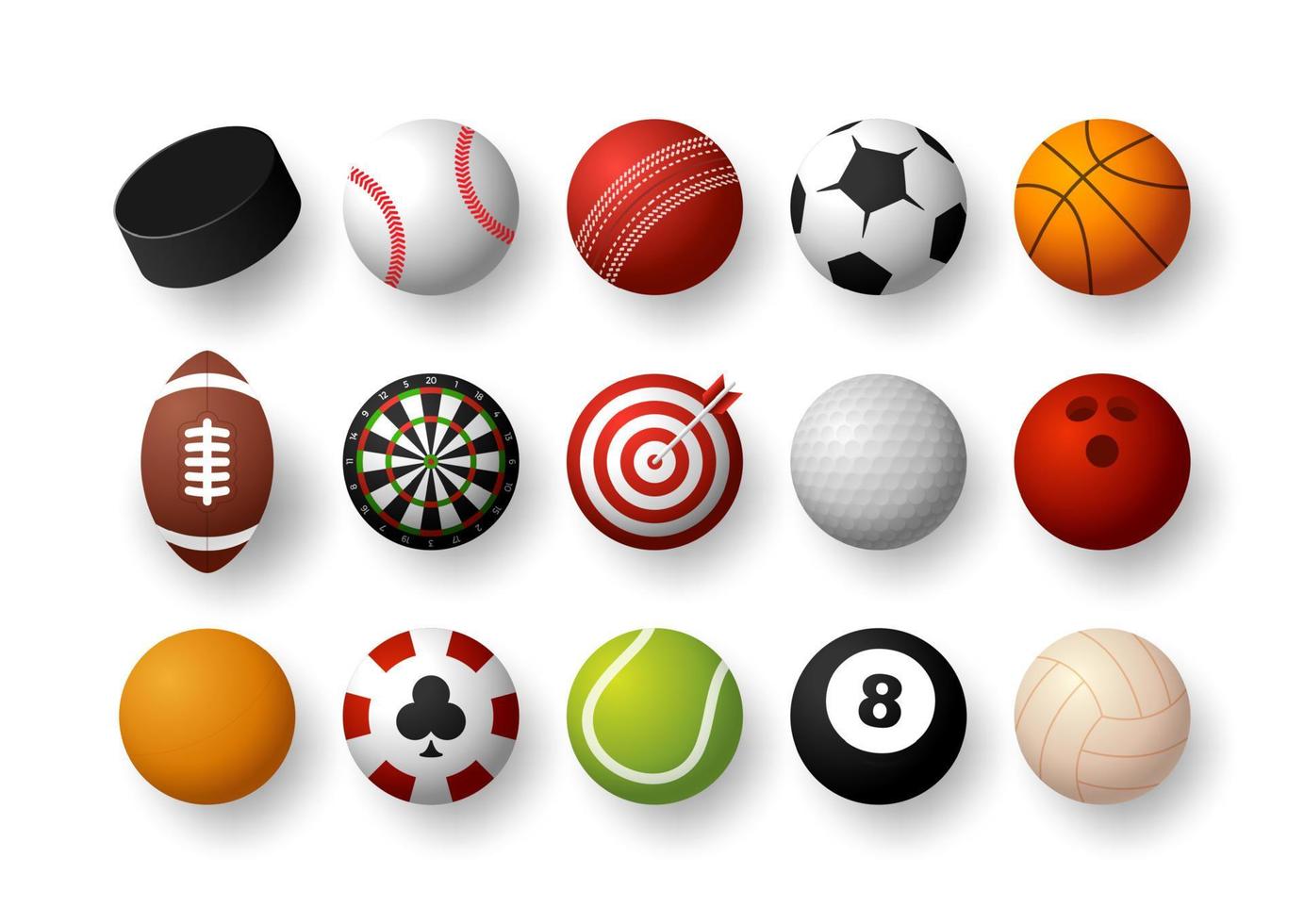 Sports equipment set. Realistic sports balls vector big set isolated on white background