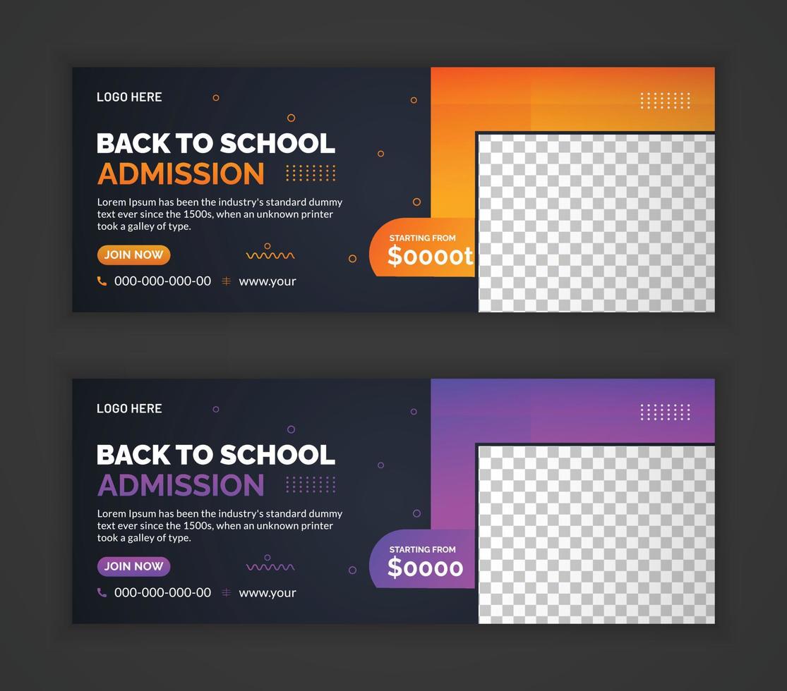 banner web de redes sociales de regreso a la escuela vector