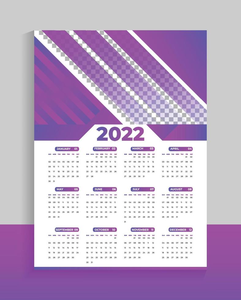 Diseño de plantilla de calendario de pared 2022 vector