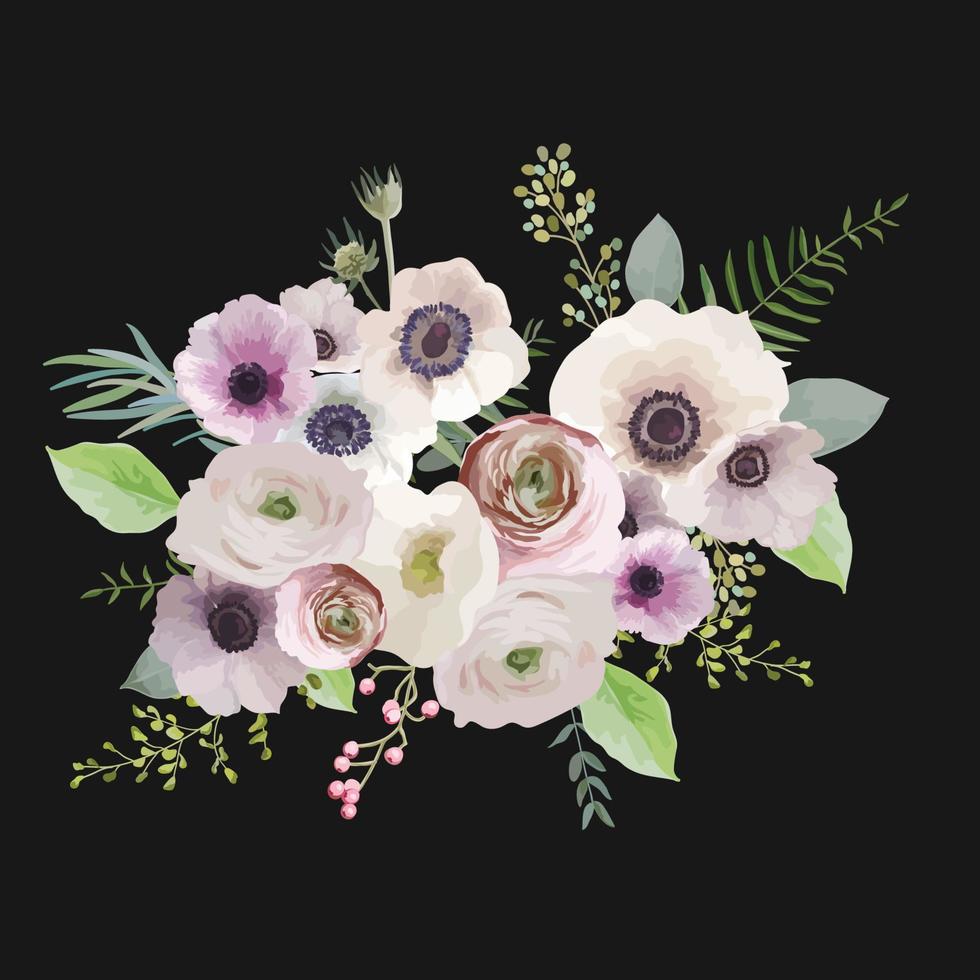 Floral poster, invite. Vector arrangements for greeting card or invitation design