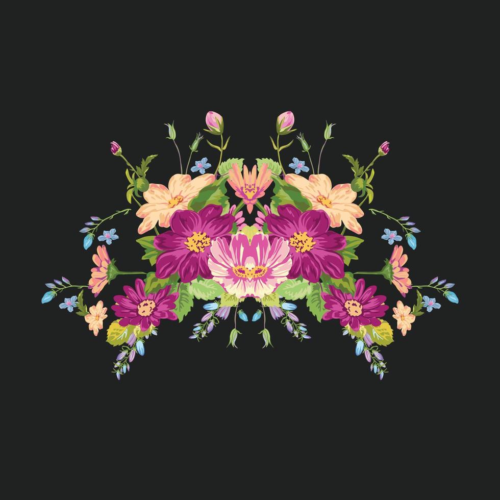 Floral poster, invite. Vector arrangements for greeting card or invitation design