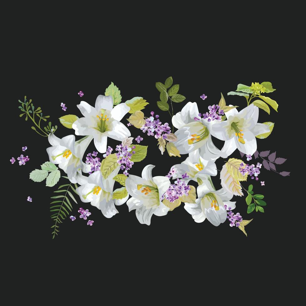 Floral poster, invite. Vector arrangements for greeting card or invitation design