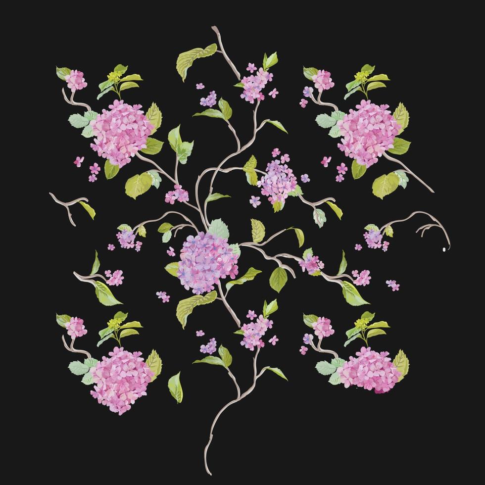 Floral poster, invite. Vector arrangements for greeting card or invitation design