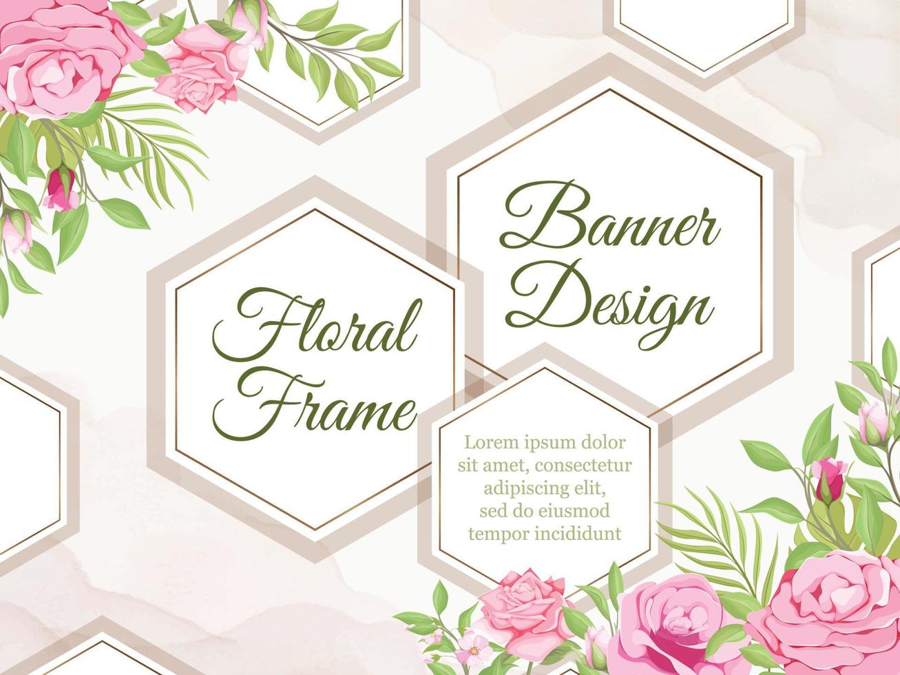 Fondo de banner de boda floral y plantilla de hojas vector