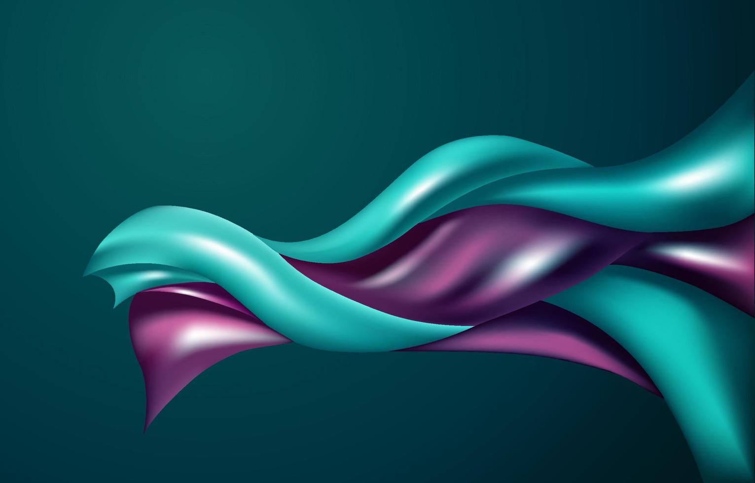 Abstract Flying Wave Green Purple Silk Satin Fabric Opening Ceremony Background vector