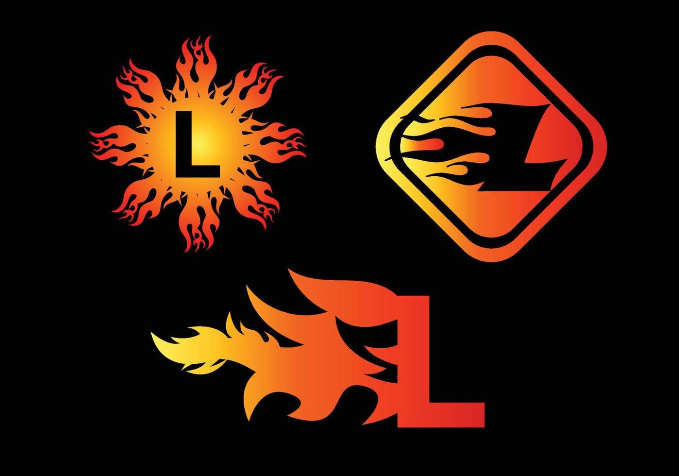 Plantilla de diseño de logotipo e icono de letra l de fuego vector