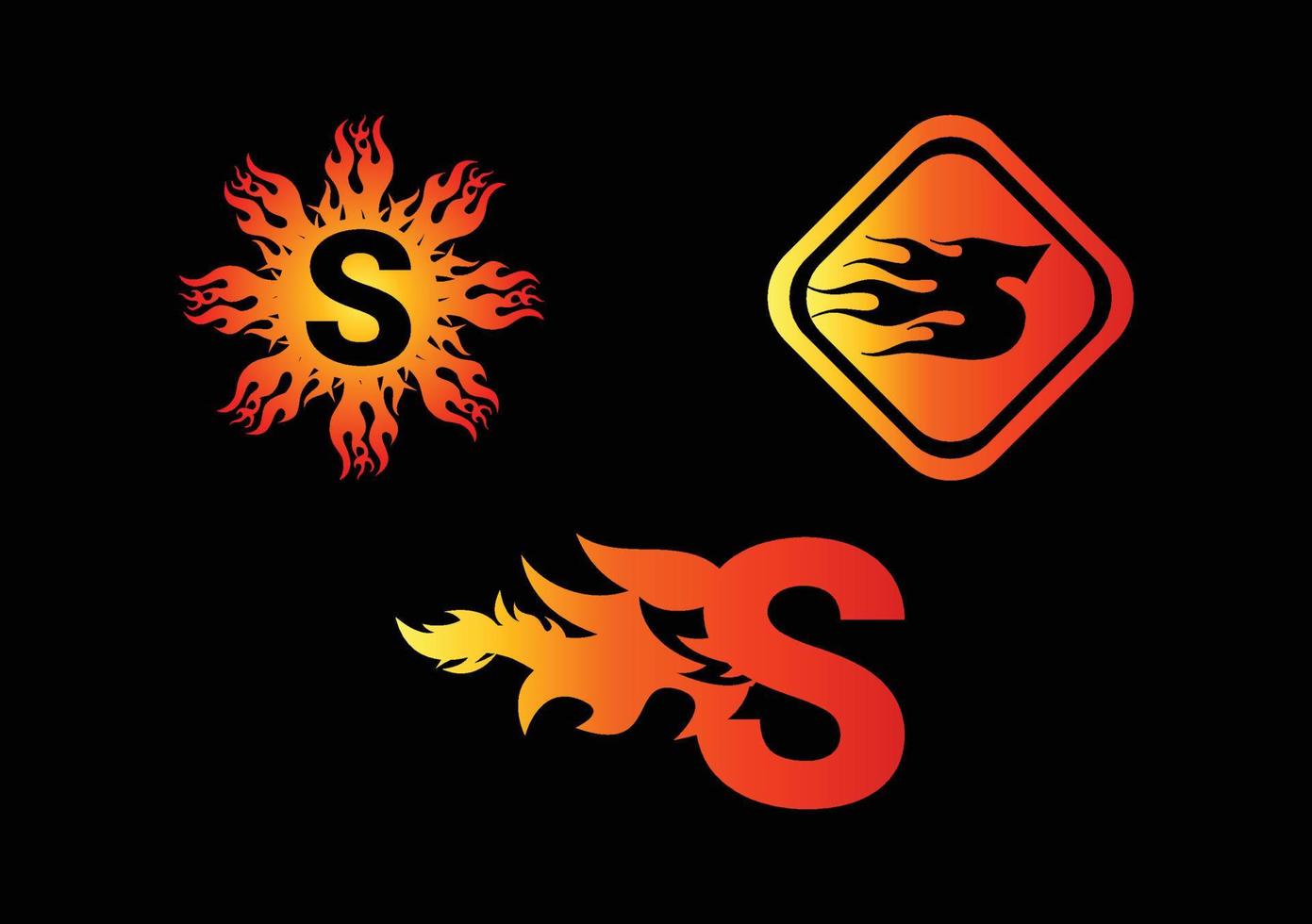 Plantilla de diseño de logotipo e icono de letra de fuego s vector