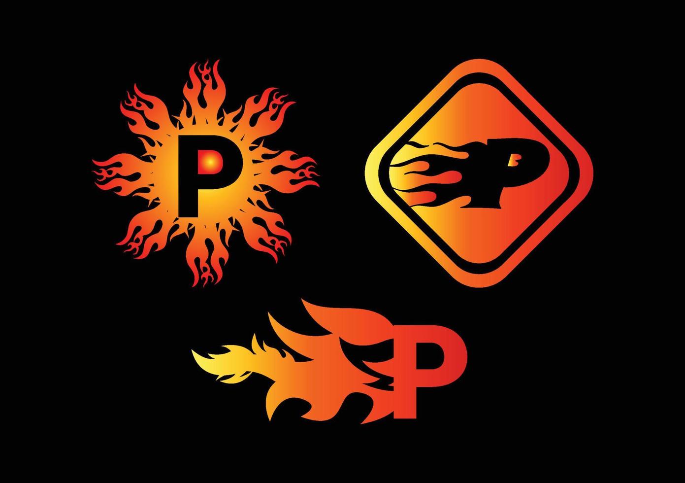 Fire P Letter Logo And Icon Design Template vector