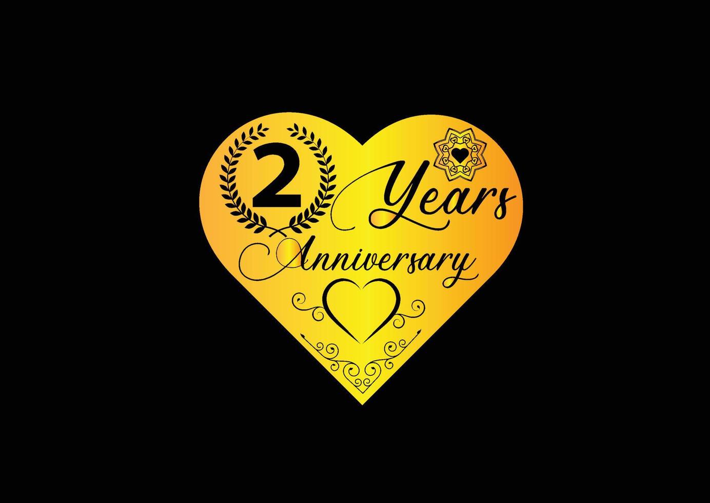2 years anniversary celebration with love logo and icon design vector