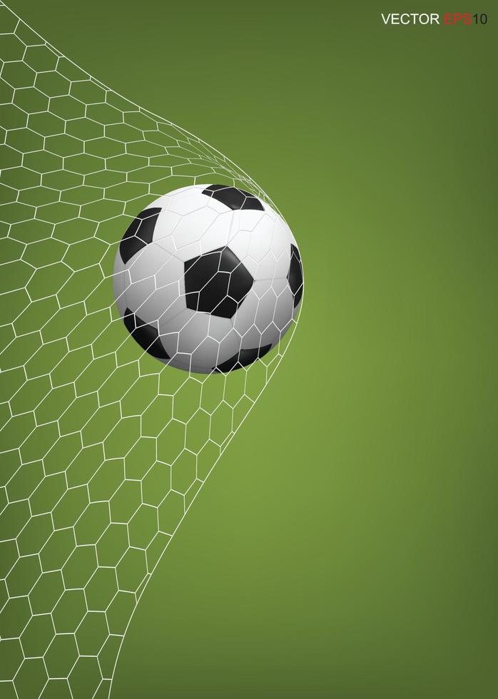 Soccer football ball in goal and white net. Vector. vector