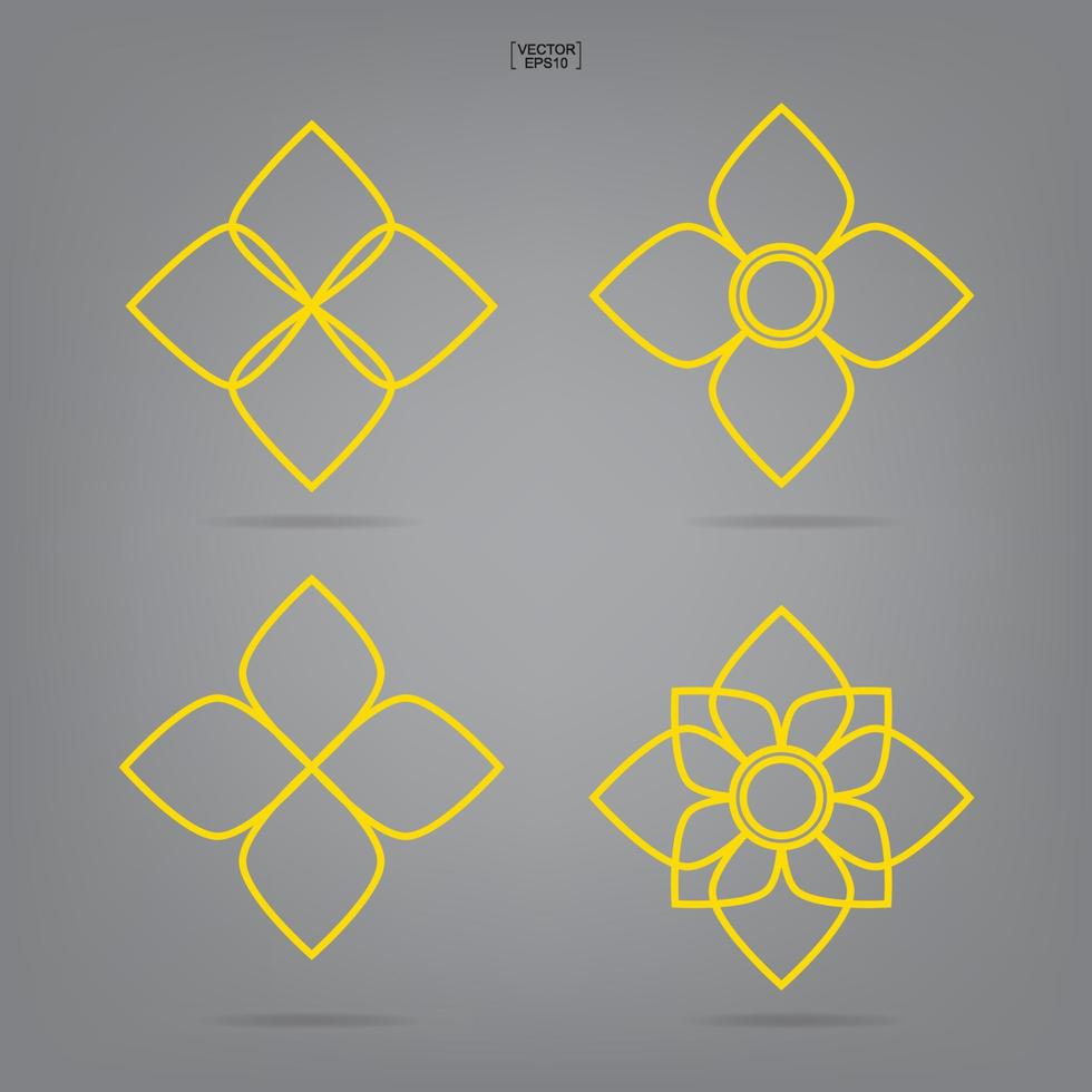 Thai flower symbol. Folk art of flower element. Vector. vector