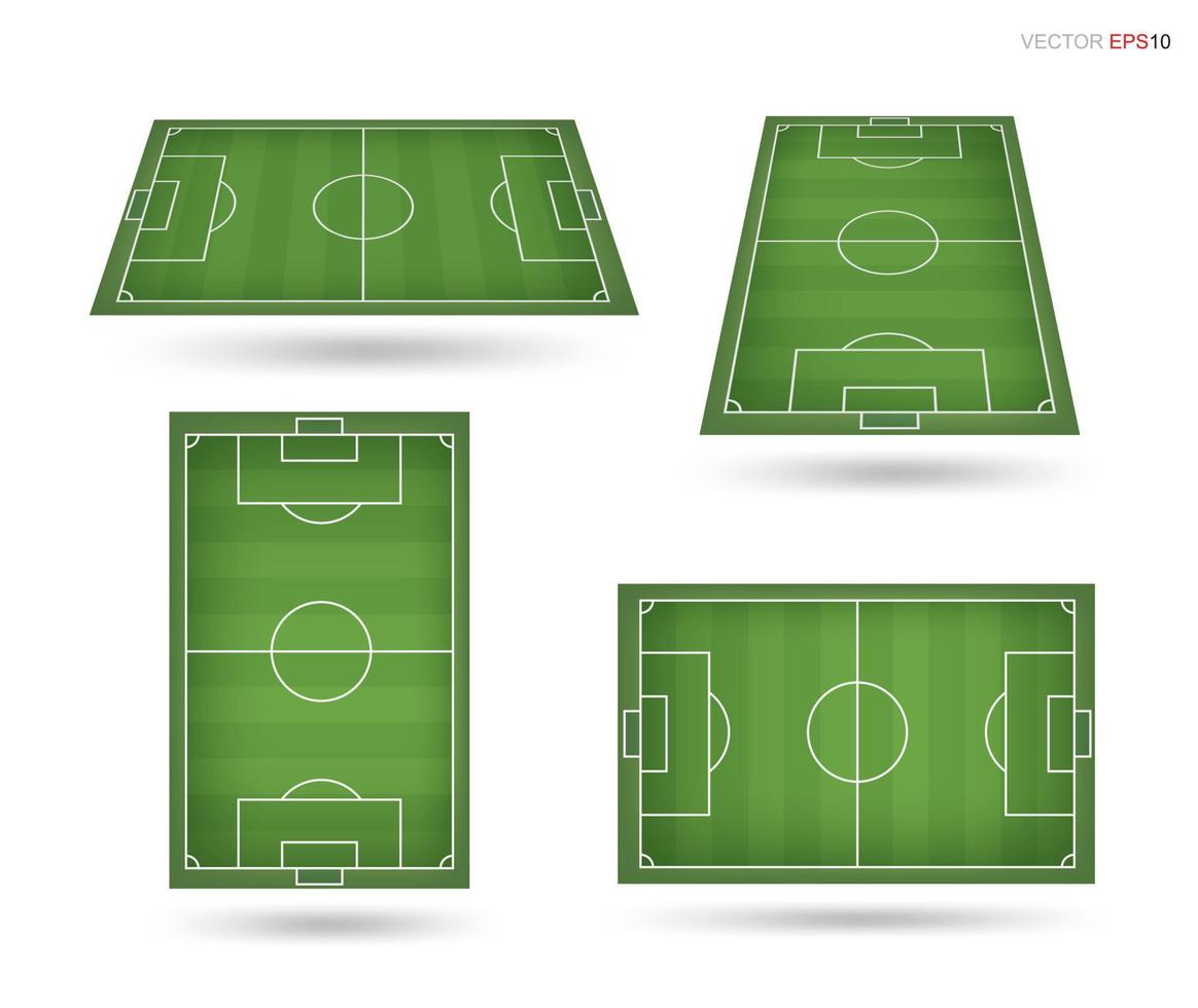 conjunto de campo de fútbol o campo de fútbol sobre fondo blanco. elementos de perspectiva. vector. vector